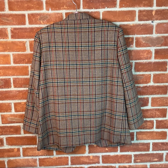 Vintage 90’s wool oversized tan plaid blazer - Picture 6 of 6